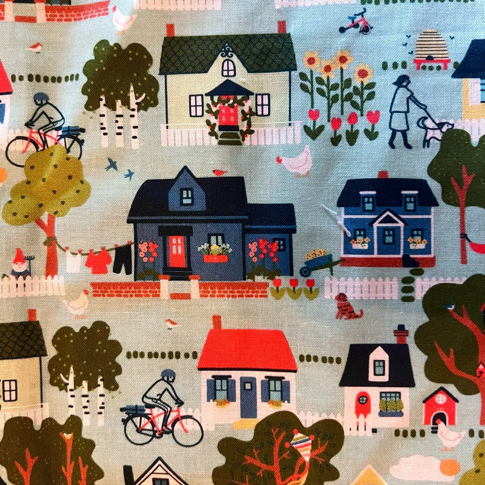 Vintage 90s Gnome Home Chicken Country Print Fabric 43” X 37” Inches Remnants